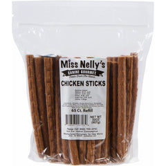 Miss Nelly's Chicken Jerky Soft Stick break piece demonstrates easy snack for puppies and small dogs.
