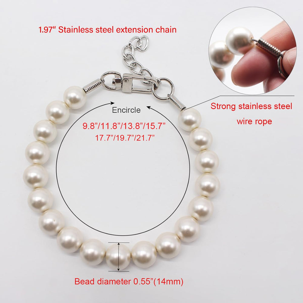MISS PET big pearl collar close-up with crystal-like shine for formal events