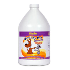 Mister Max Anti Icky Poo bottle 1 gallon shows unscented enzymatic cleaner for pet urine odors.