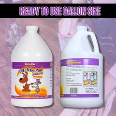 Mister Max enzymatic cleaner on wood floor highlights safe surface deodorizing action.