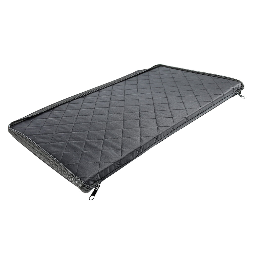MISTIC COOL dog car seat extender storage bin open demonstrates extra space for gear.