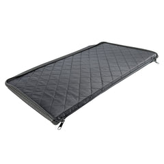 MISTIC COOL dog car seat extender storage bin open demonstrates extra space for gear.