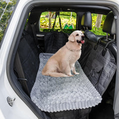 Mitid dog bed mat in car backseat offers stylish protection during travel.