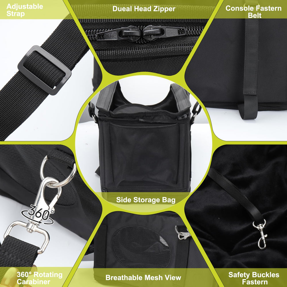 Mity Rain 3-in-1 cat car seat universal-fit fits most center consoles.