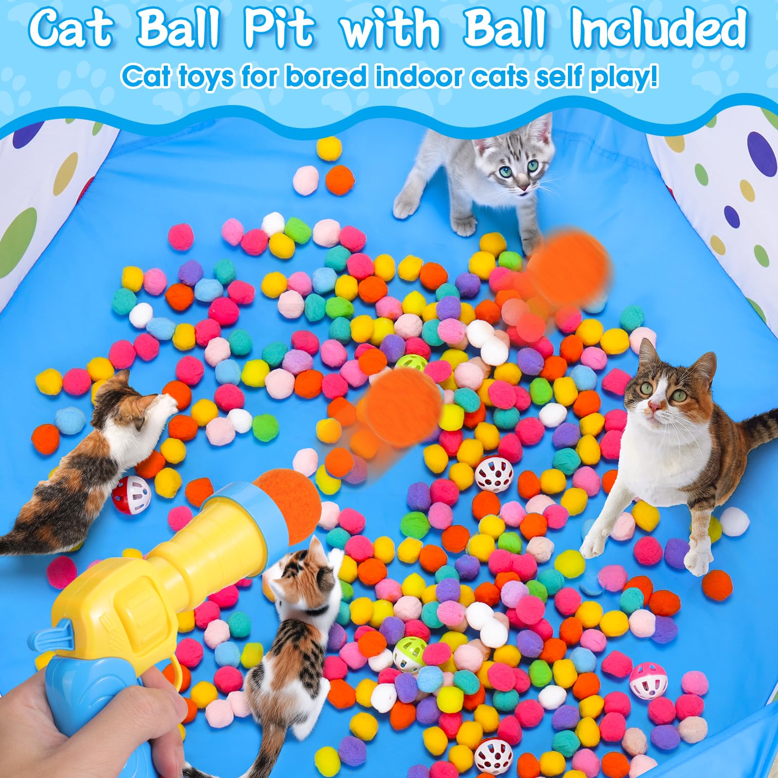 Mity Rain cat ball launcher enables interactive training and chasing fun