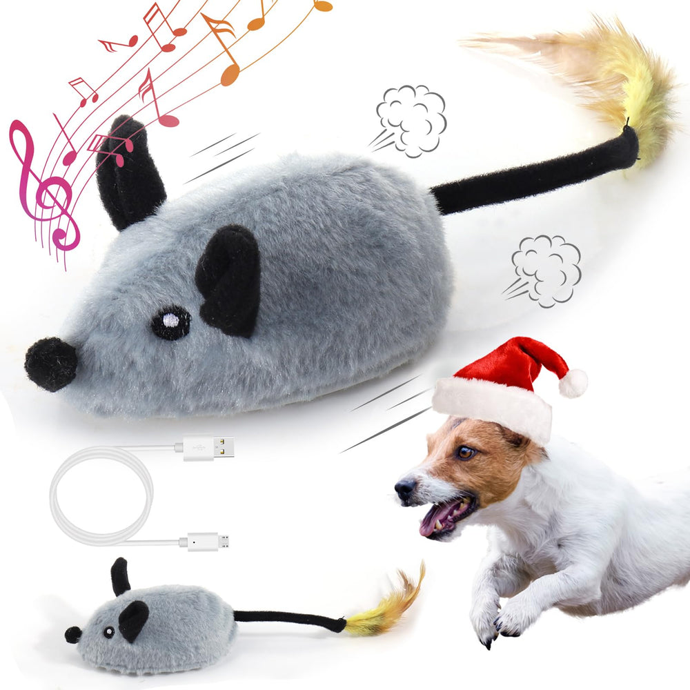 Mity rain interactive dog toy moves like a mouse with sensor for engaging play.