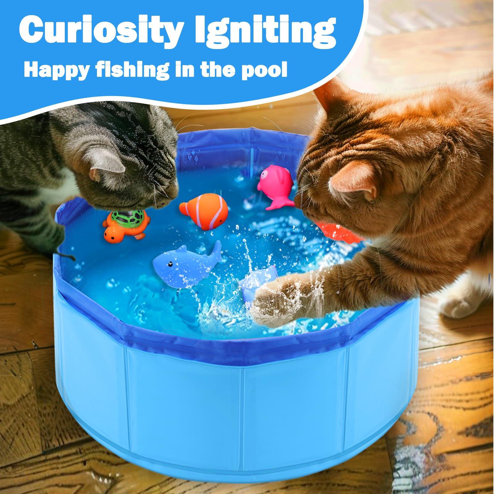 Peces interactivos de Mity Rain estimulando la caza y la coordinación felina