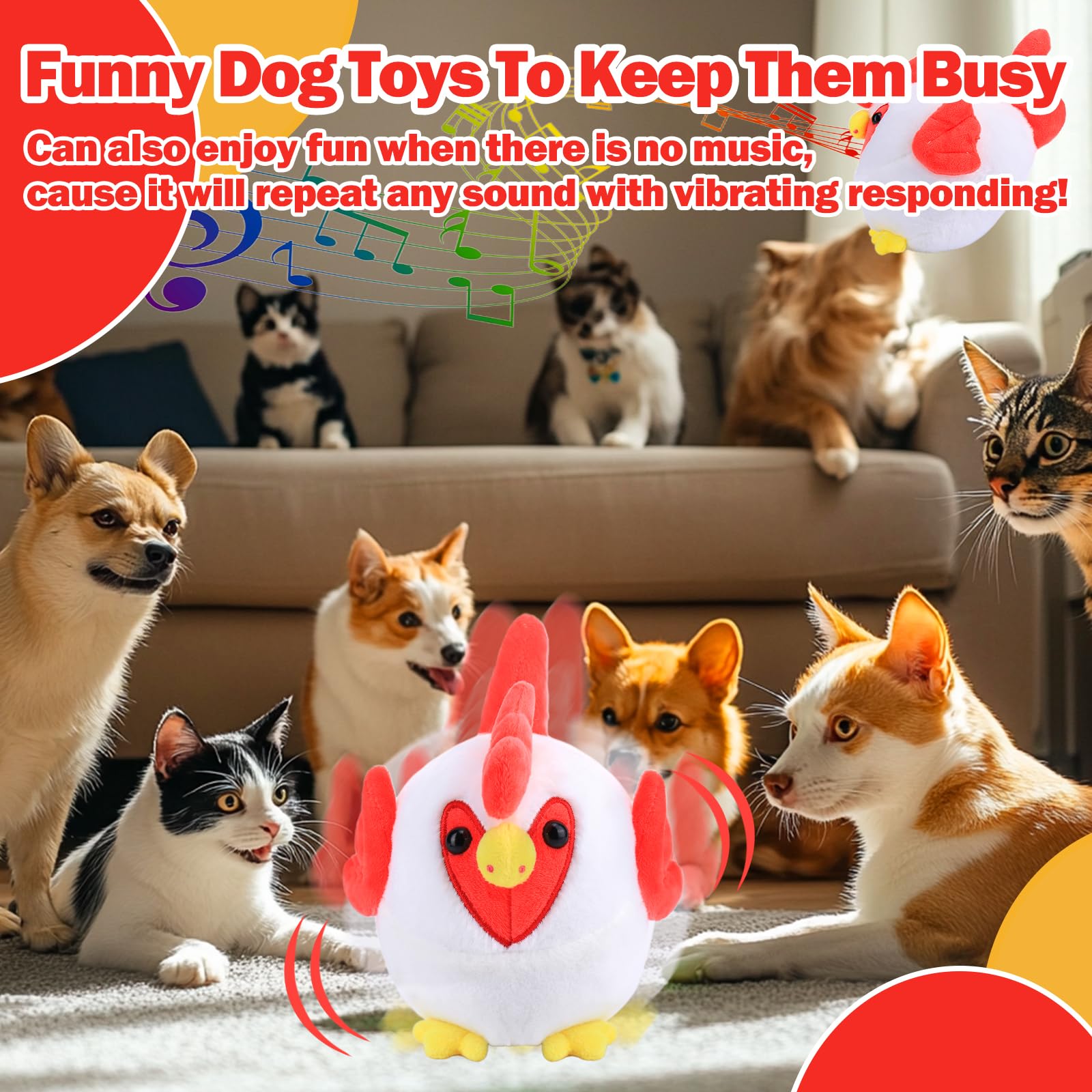 Mity Rain dog toy plays pop songs to keep dogs engaged.