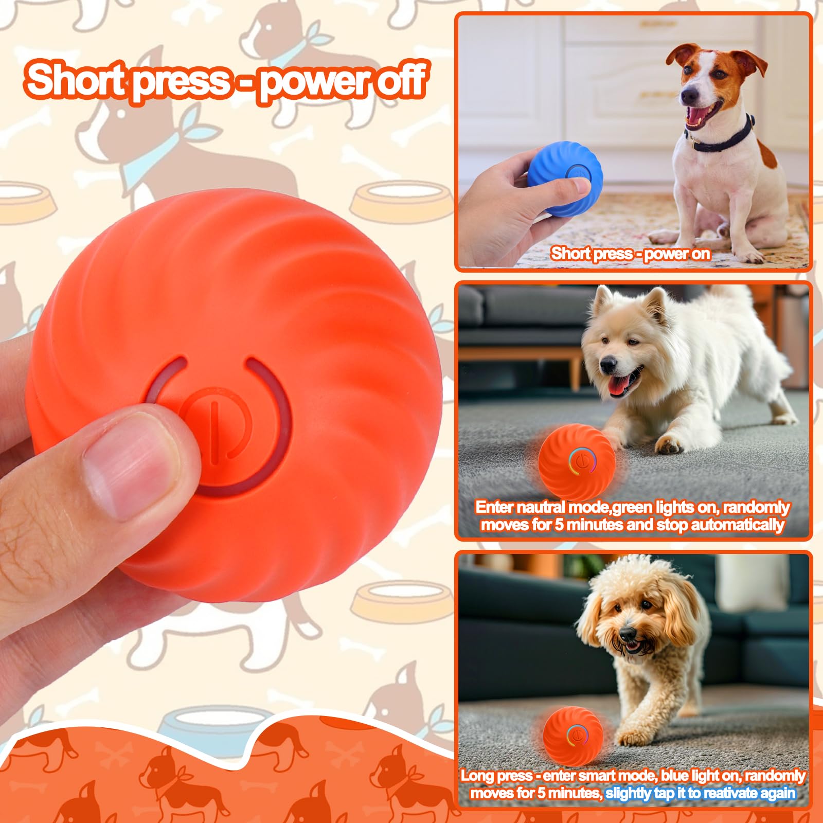 Mity Rain rechargeable orange ball stays ready for longer sessions.