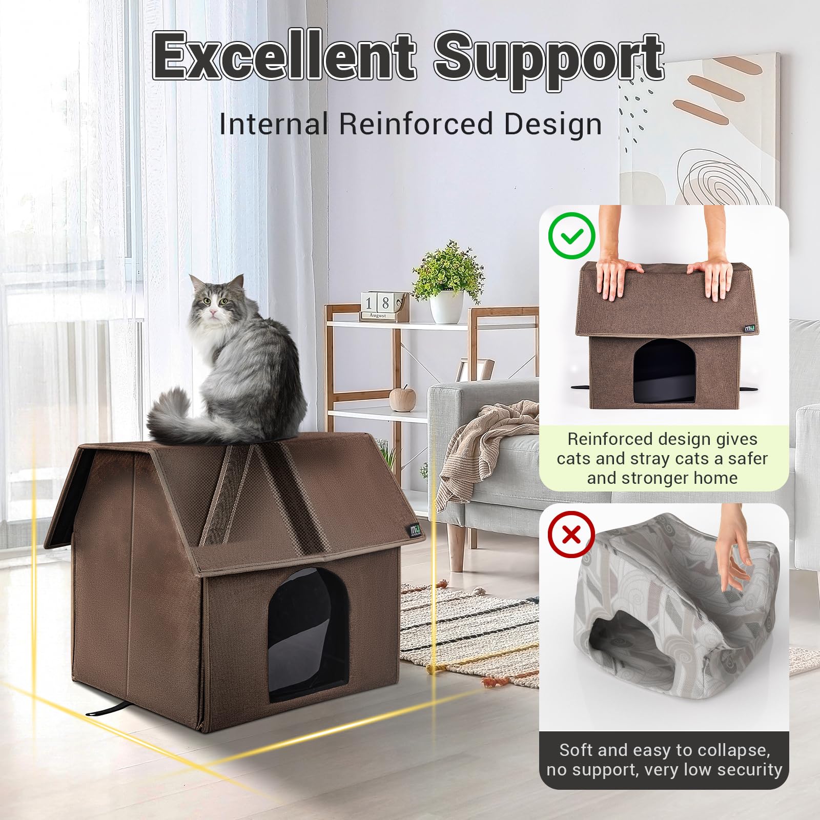 MIU COLOR Outdoor Cat House double-sided cushion offers seasonal warmth or cooling