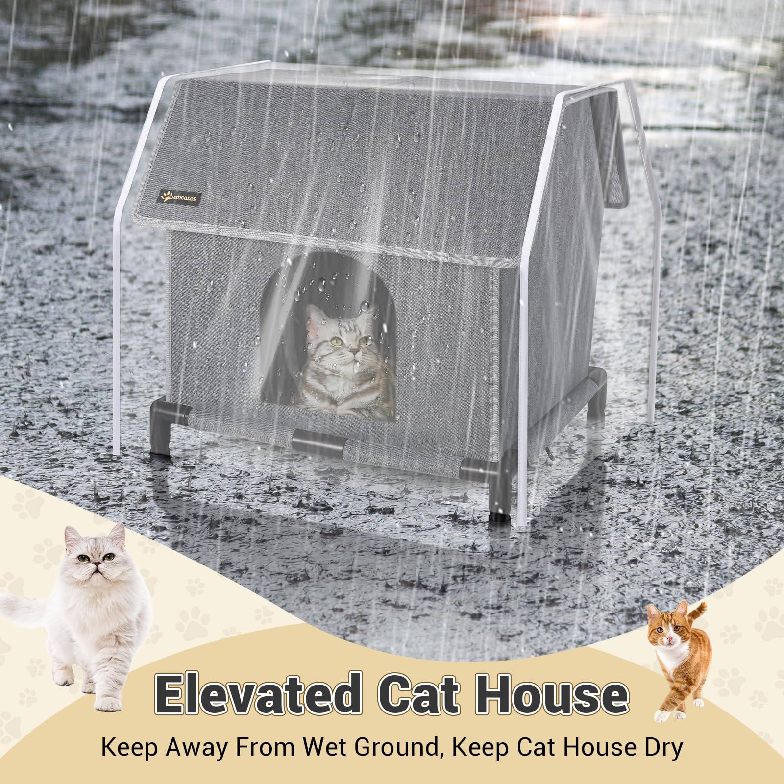 MIU COLOR outdoor cat house elevated frame providing dry shelter above moisture