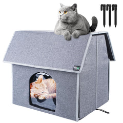 MIU COLOR outdoor cat house front view highlights weatherproof, stable shelter for outdoor cats.