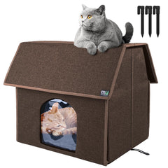 MIU COLOR Outdoor Cat House front view shows weatherproof shelter for outdoor cats