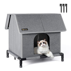 MIU COLOR outdoor cat house front view showing insulated warmth for chilly days