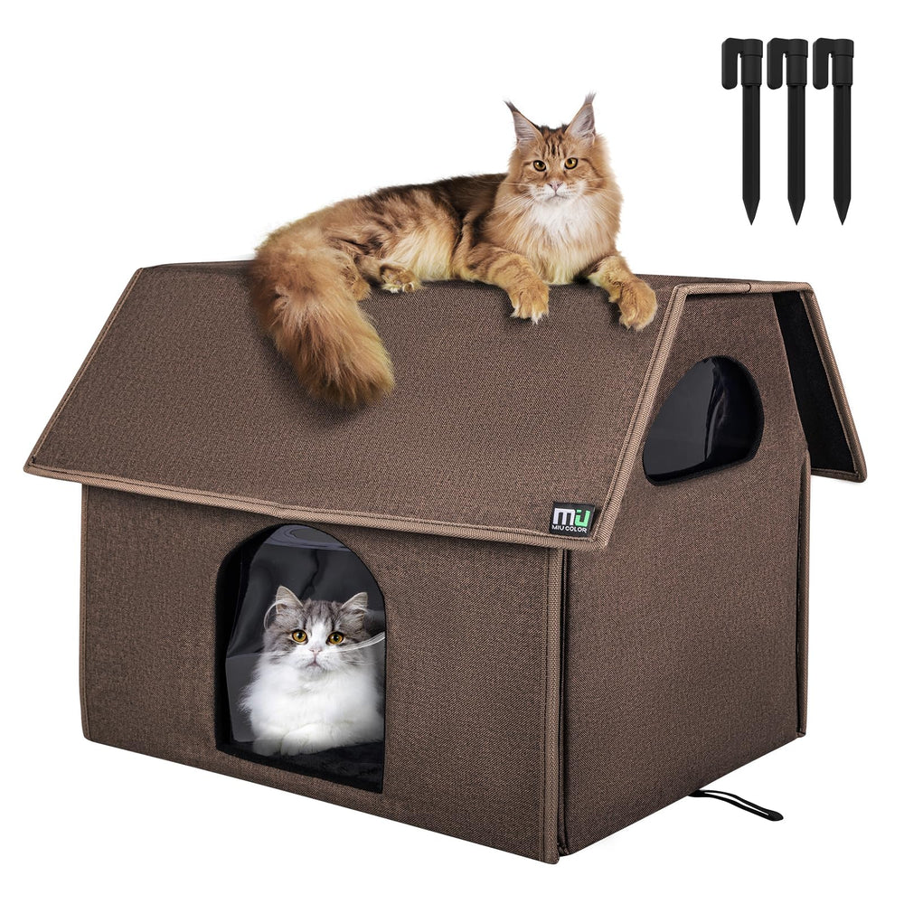 MIU COLOR Outdoor Cat House Large-Dimension provides roomy shelter for outdoor cats.