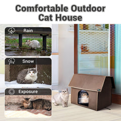 MIU COLOR Outdoor Cat House side view highlights sturdy construction for rain and wind