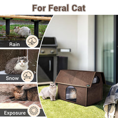 MIU COLOR Outdoor Cat House Waterproof Material keeps interior dry during rain.