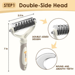 MIU PET 4-inch stainless comb close-up for undercoat hair removal