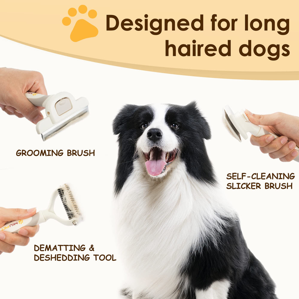 MIU PET 9-teeth dematting brush close-up for gentle tangles removal