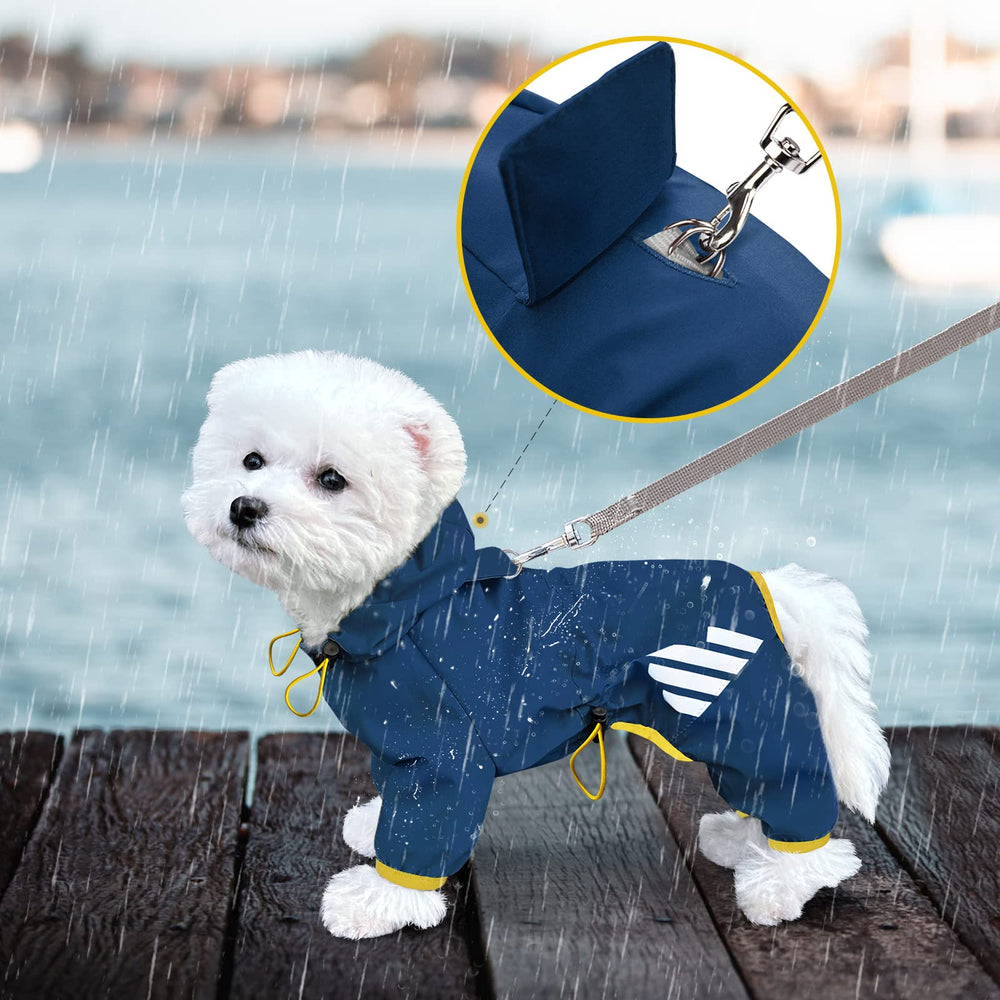 Miucat dog raincoat blue hood adjustable fit improves comfort in changing weather