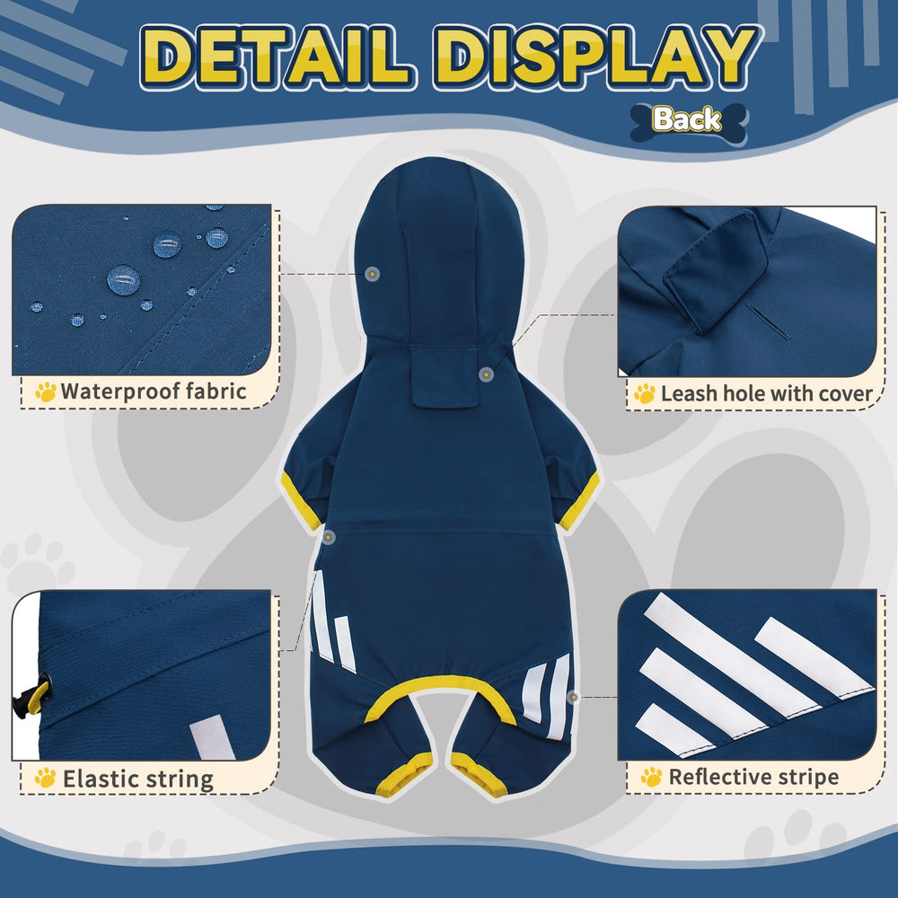 Miucat dog raincoat blue reflective strips provide nighttime visibility for safer strolls