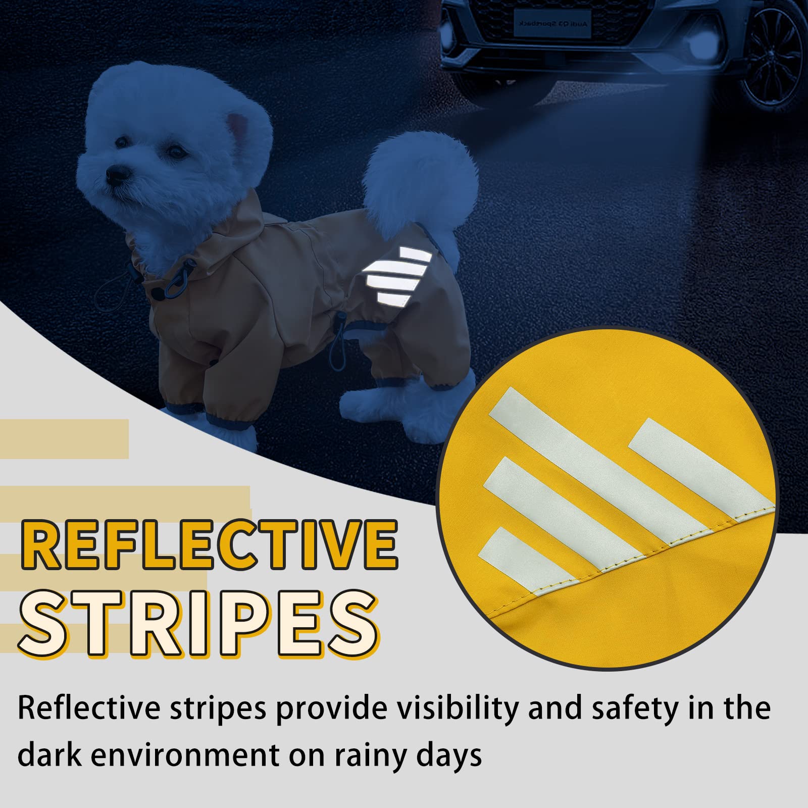 Miucat raincoat reflective strips boost night visibility and safety
