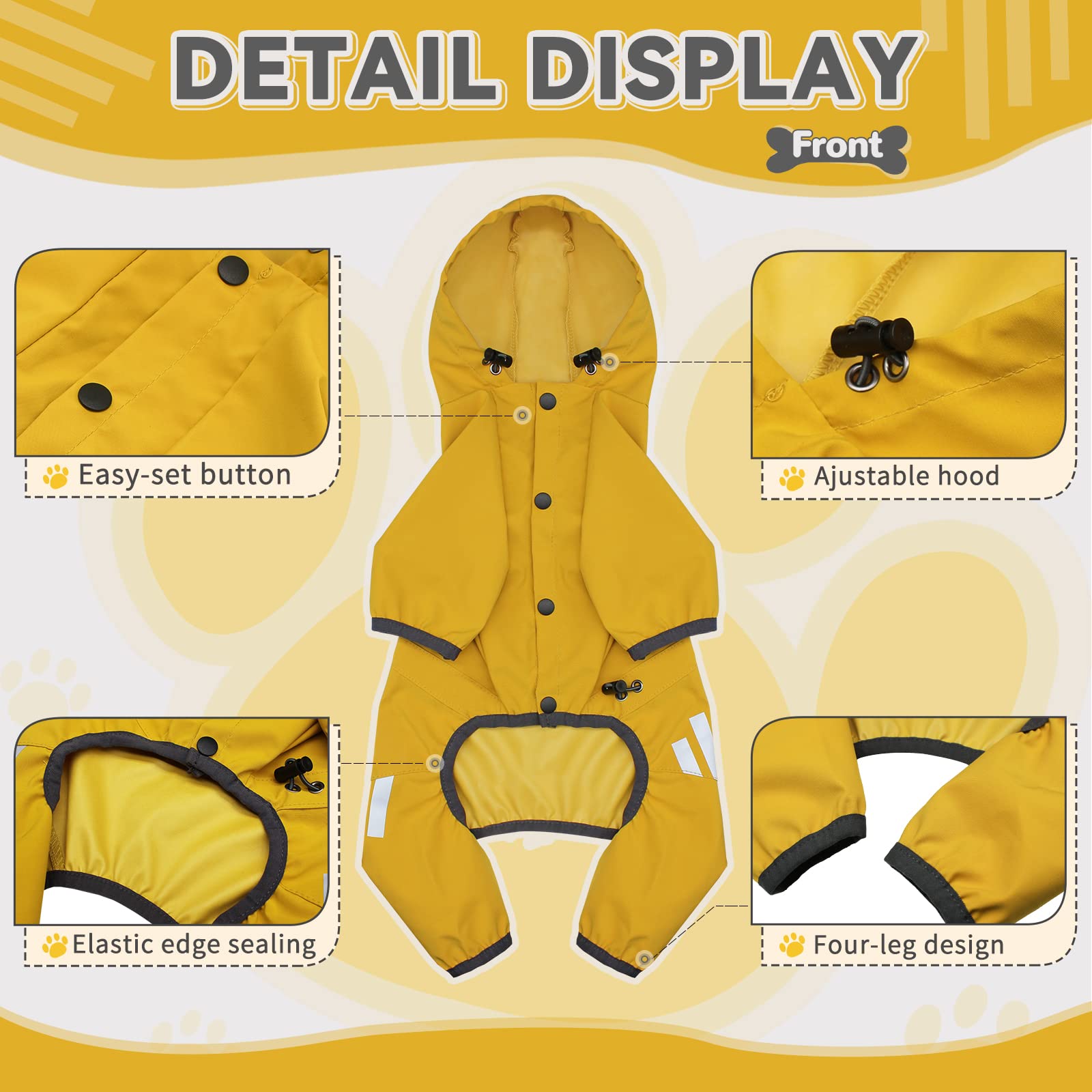 Miucat dog raincoat side view highlights lightweight breathable fabric for comfort