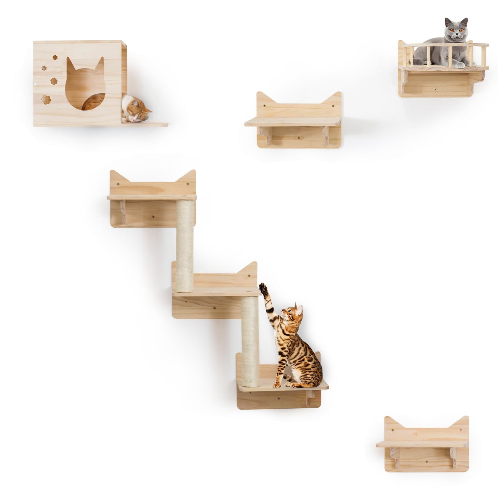 MIUZMORE cat-shelves-house: cozy wall-mounted den for secure lounging
