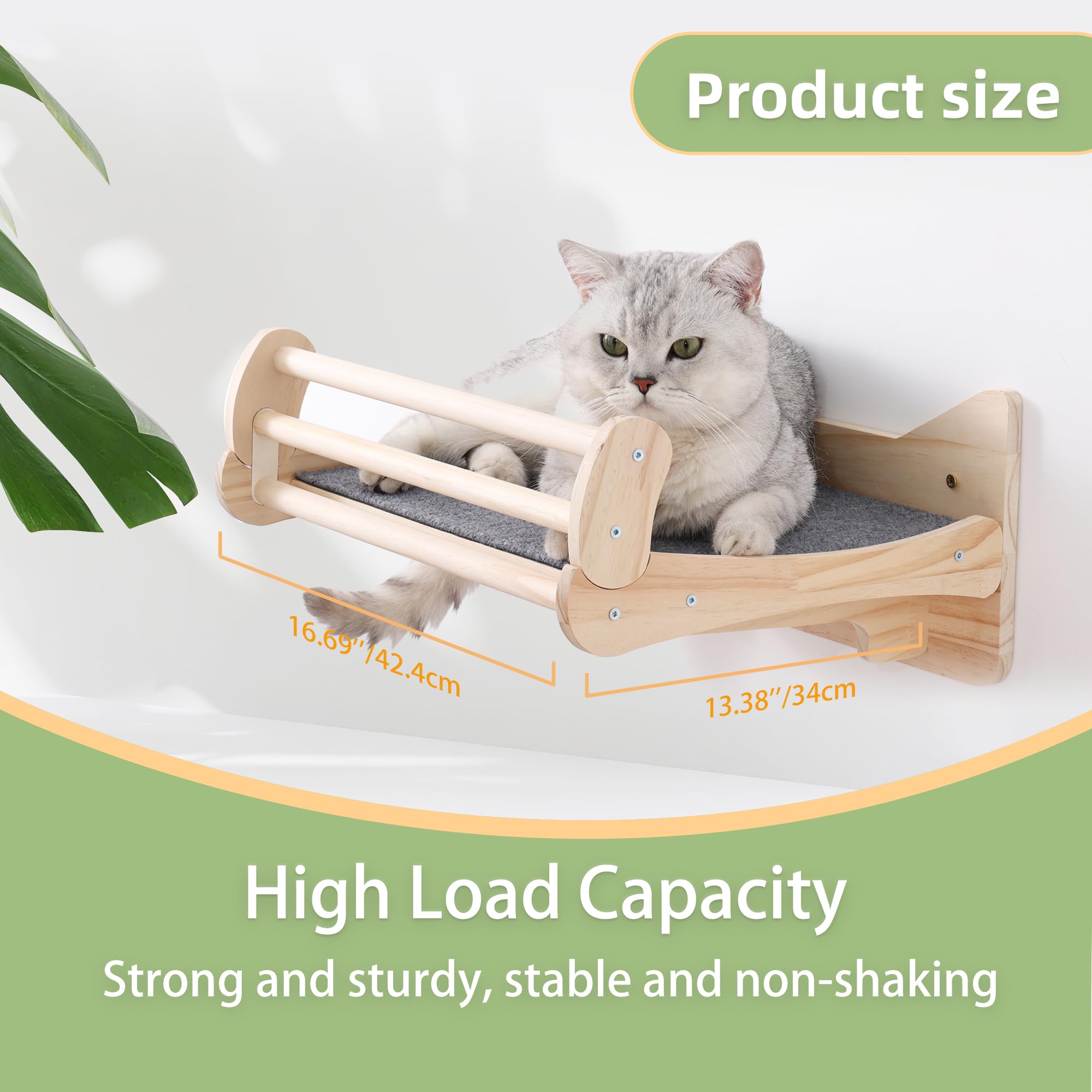 MIUZMORE pine cat wall shelves front view highlights natural grain and sturdy support