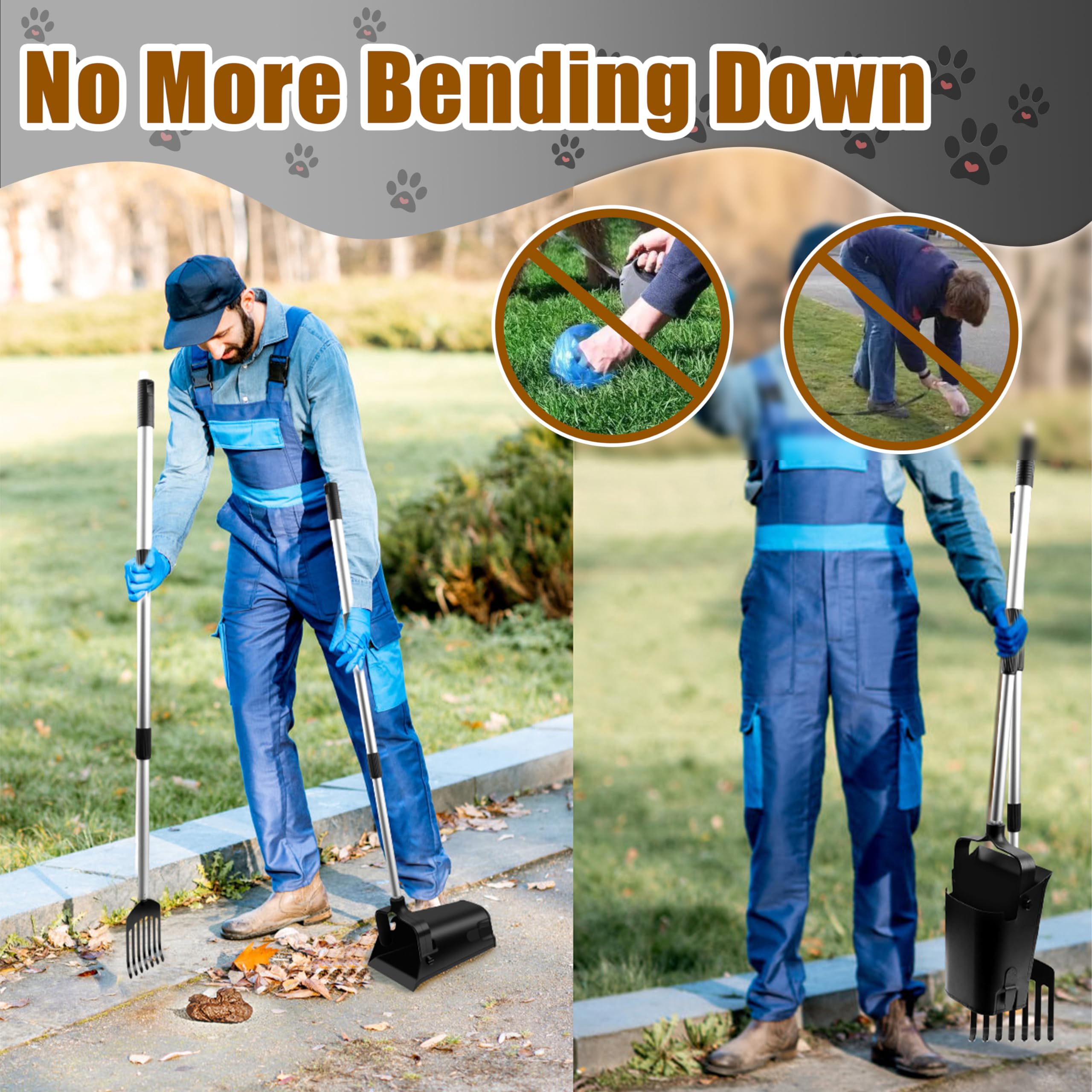 MIVERYEA pooper scooper swivel-bin design aids efficient waste transfer and secure bag hold.