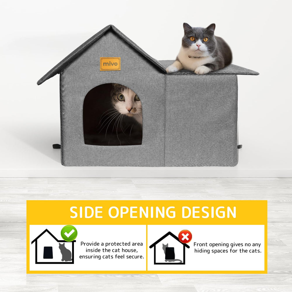 Mivo Outdoor Cat House easy-to-assemble with tool-free setup.