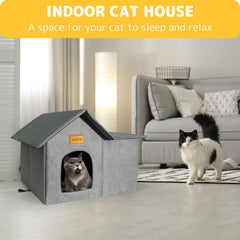 Mivo Outdoor Cat House waterproof material keeps interior dry in rain.
