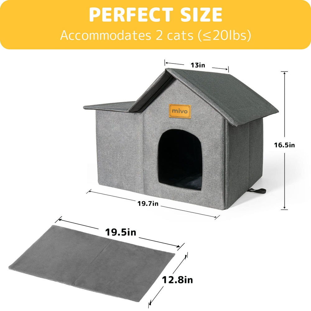 Mivo Outdoor Cat House ideal for winter shelter and warmth.