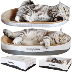 Miwoowim 3pcs extra-large oval scratcher bed - spacious lounging for big cats.
