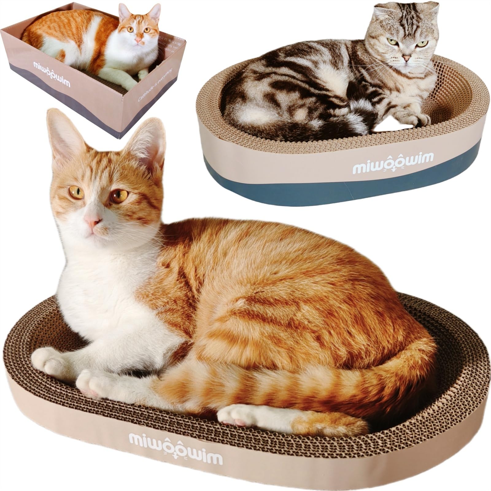 miwoowim 3PSC cardboard scratcher box shown for kittens and scratching fun.