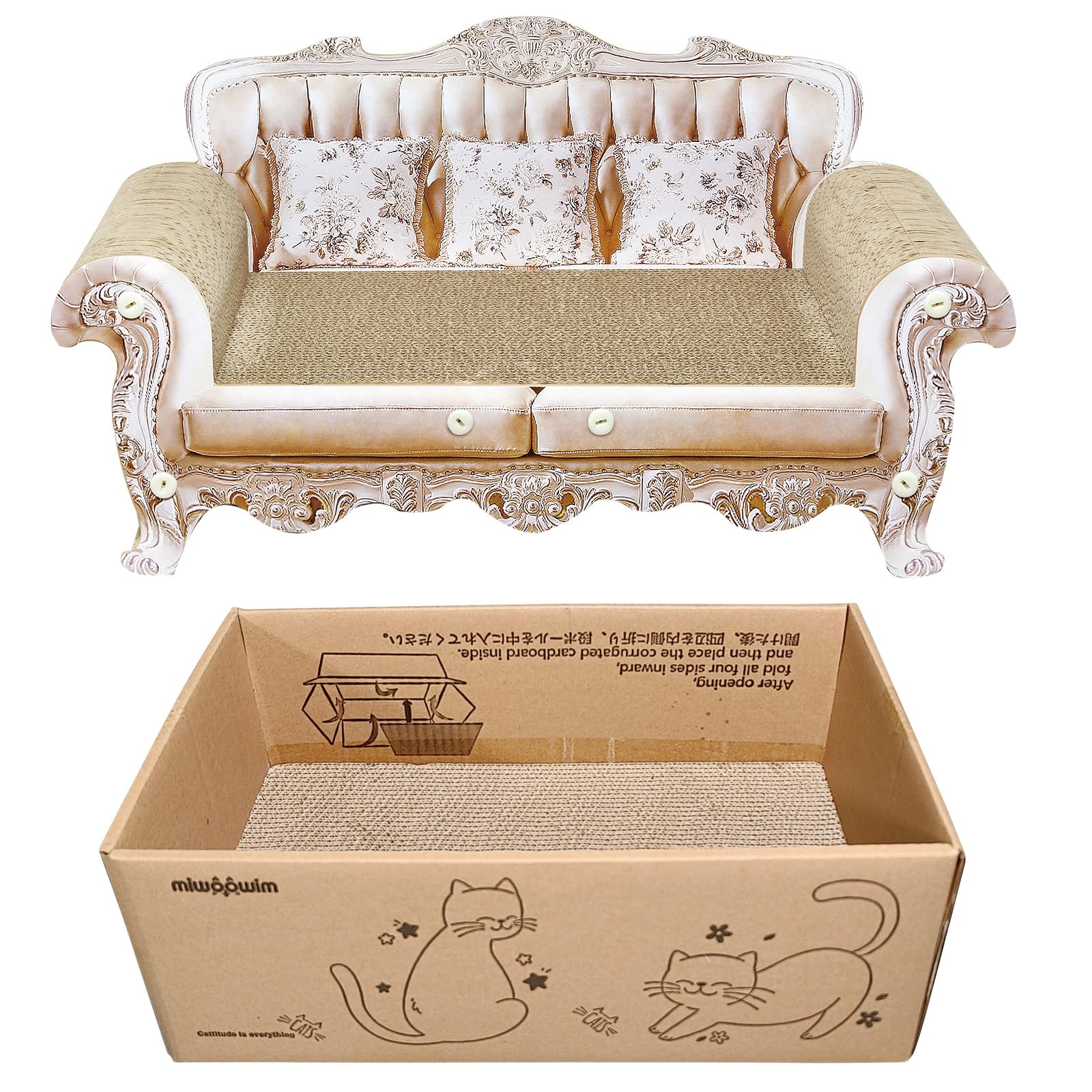 miwoowim cat scratcher bed box inside – roomy interior