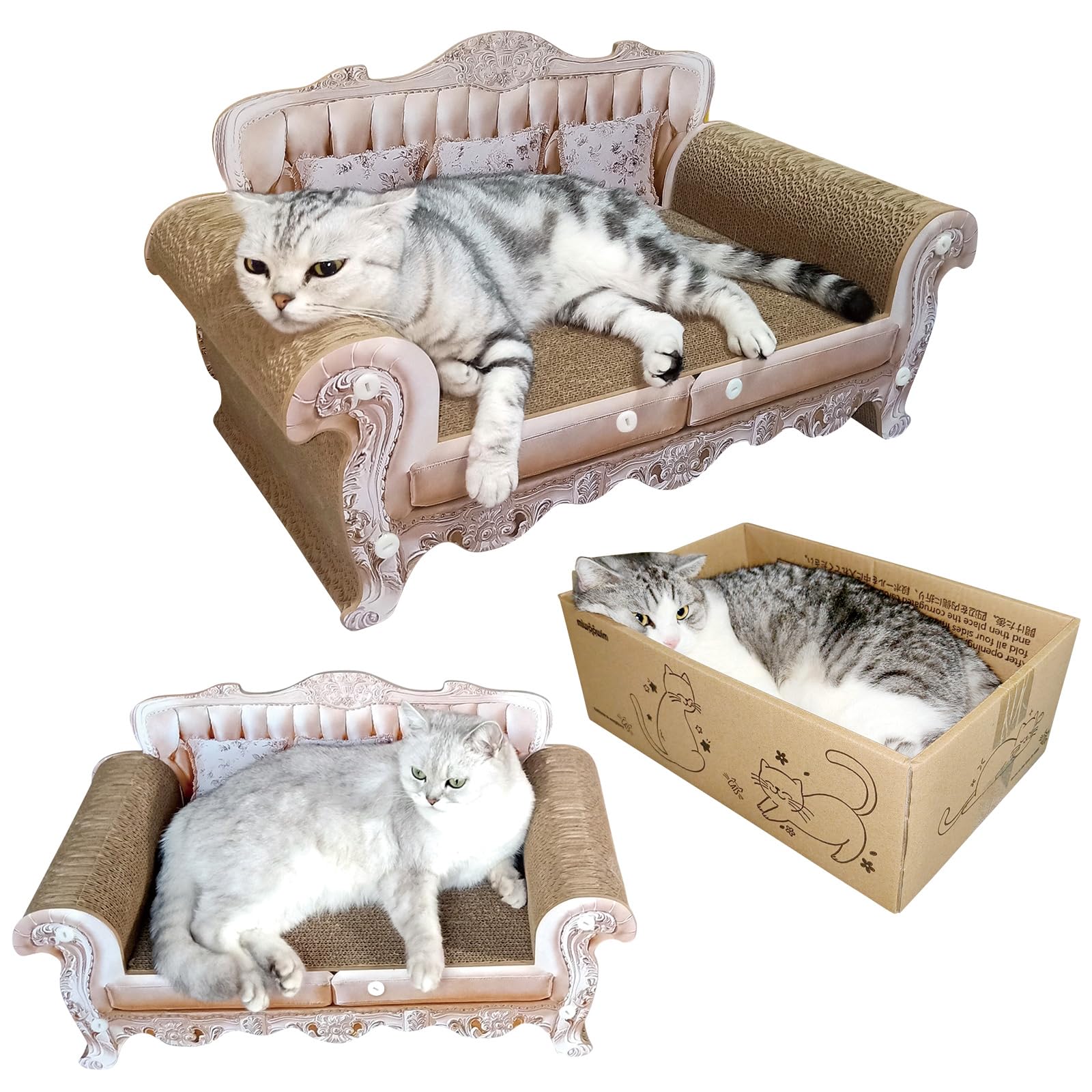 miwoowim cat scratcher bed in use – cats lounge and scratch