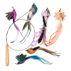 miwoowim feather bird yellow refill attached to wand encourages chasing
