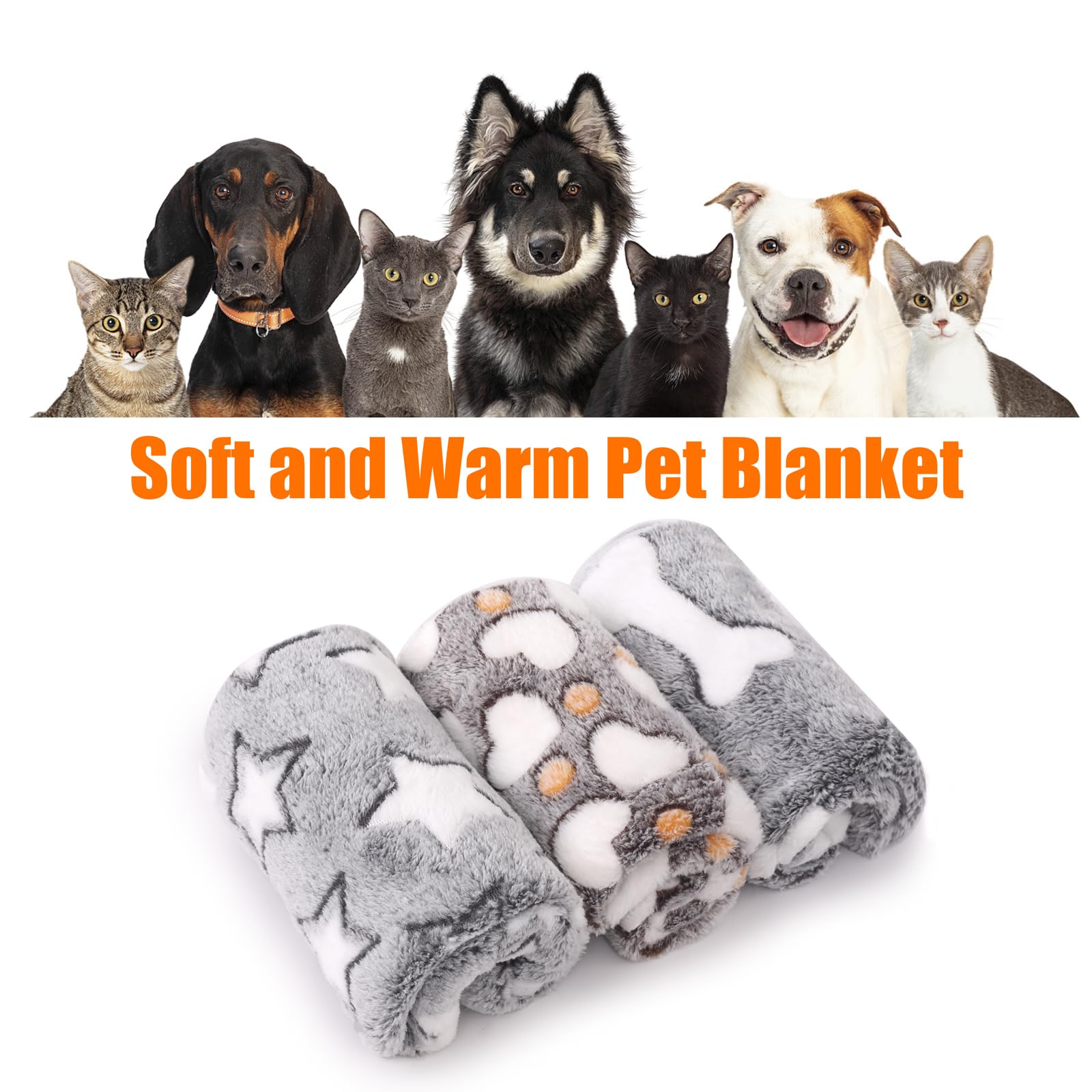 MIWOPET Gift-ready 3-pack blanket set for pet lovers.