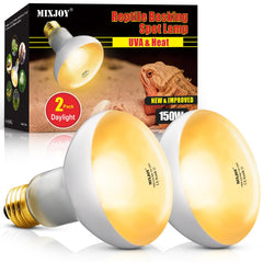MIXJOY 150W reptile heat lamp bulb for basking warmth and appetite support.