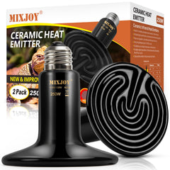MIXJOY 250W ceramic heat emitter product delivers reliable reptile warmth in terrariums.