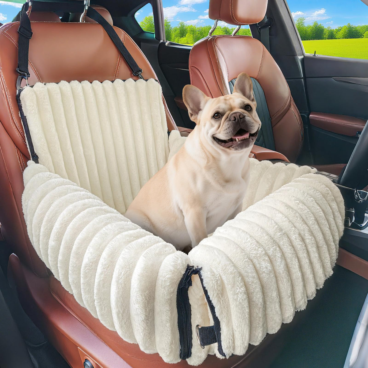 MIXJOY 6-in-1 dog car seat on the front seat offers secure travel and comfy support.