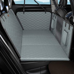 MIXJOY back seat extender front view showing spacious pet seating area and sturdy construction.