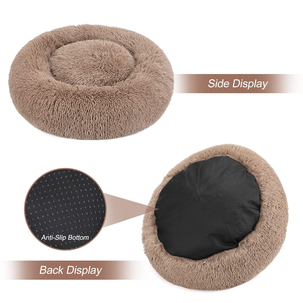 MIXJOY Calming Cat Bed donut design shows secure curling and neck support