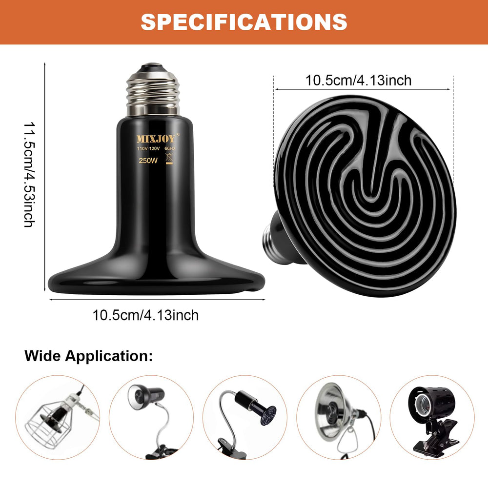 MIXJOY ceramic heat emitter humidity-resistant construction for humid terrariums.
