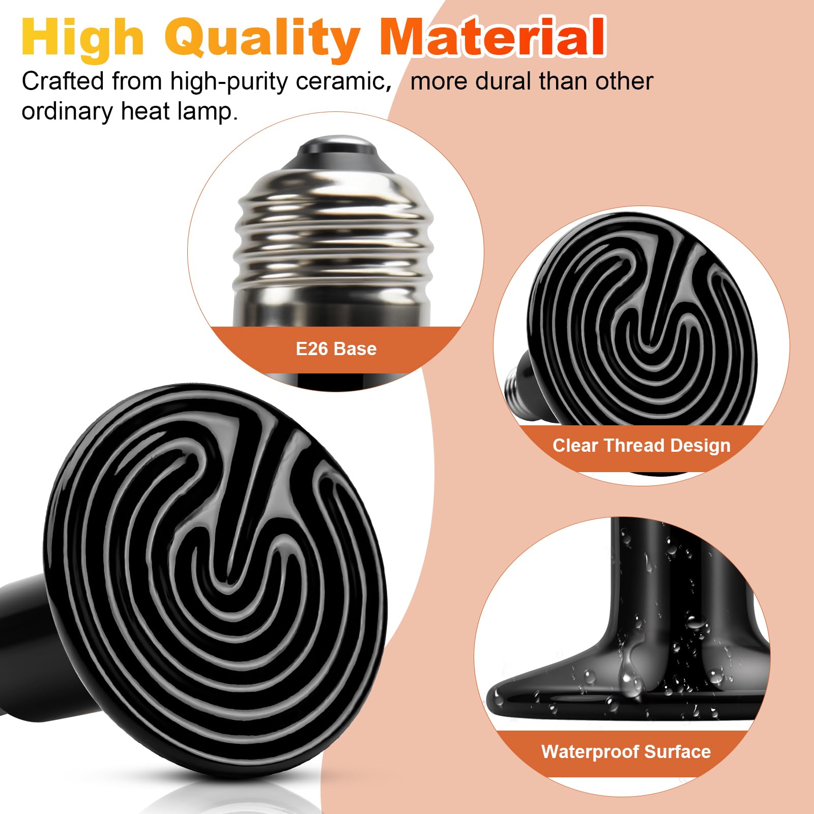 MIXJOY ceramic heat emitter long lifespan highlights up to 10,000 hours of warmth.