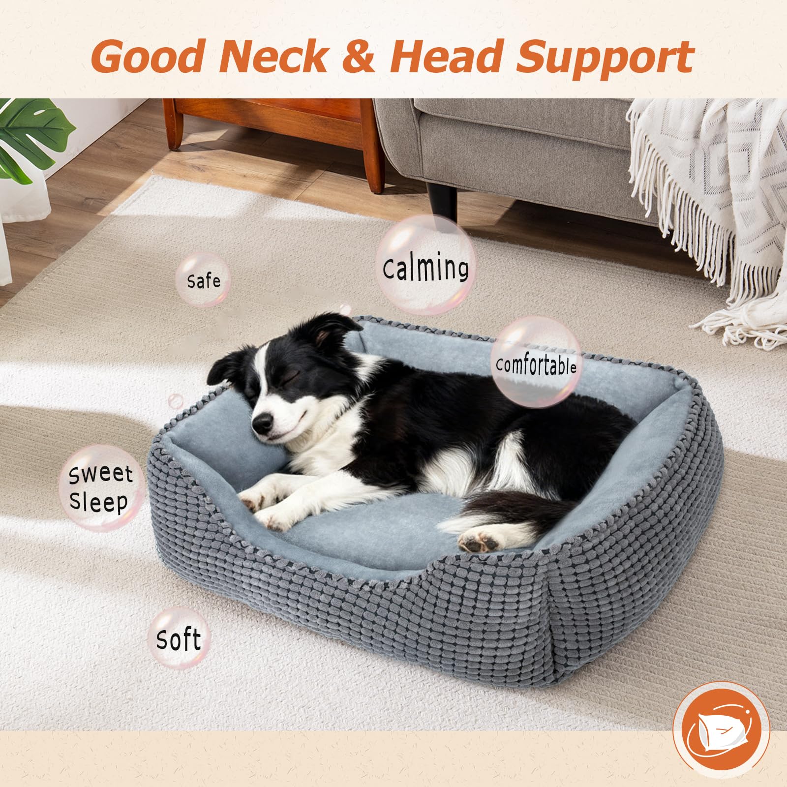 MIXJOY dog bed corn-kernel exterior adds durable, stylish texture
