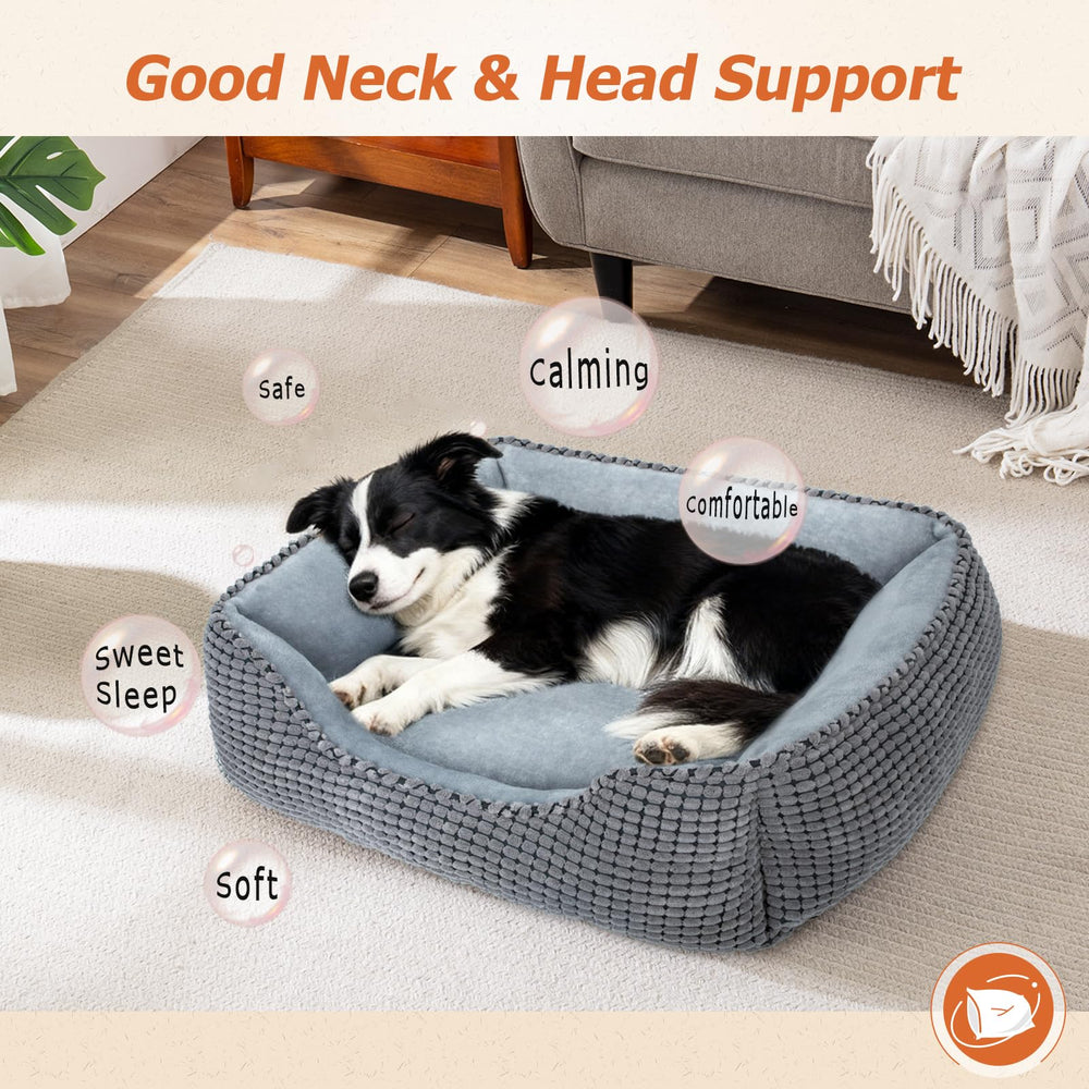MIXJOY dog bed corn-kernel exterior adds durable, stylish texture