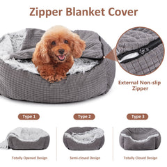 MIXJOY dog bed hooded blanket feature offering secure, warm coverage for quiet retreats