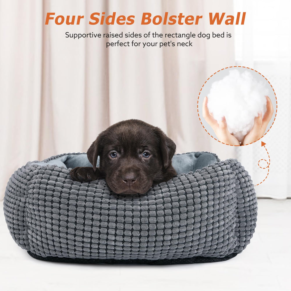 MIXJOY dog bed raised rim highlights supportive head and neck comfort